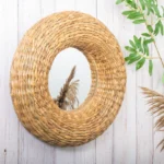 Handwoven Water Hyacinth Decorative Wall Mirror - Image 2
