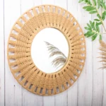 Handwoven Raffia Decorative Wall Mirror - Image 2