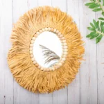 Natural Raffia Decorative Wall Mirror - Image 2