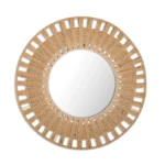 Handwoven Raffia Decorative Wall Mirror - Image 3