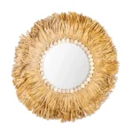 Natural Raffia Decorative Wall Mirror - Image 3